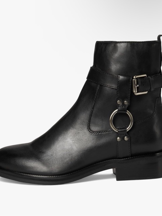 Bernardo Shoes - Bernardo (Tyra Moto Booties) Black Real Leather Ankle Boots with Ring Accent